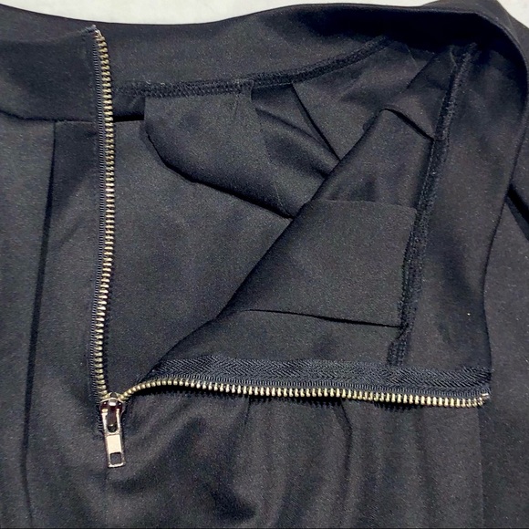 Black Flowy Mini Skirt with Back Zipper - Picture 8 of 9